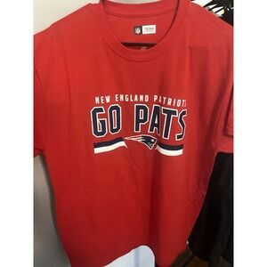 New England Patriots NFL Team Apparel Red T Shirt‎ GO PATS Mens L NWT
